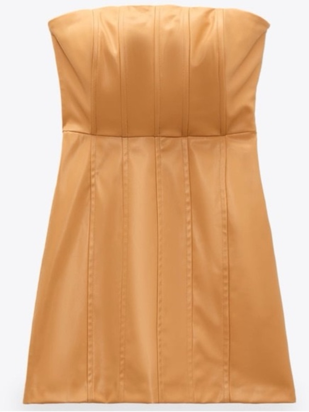 Zara Strapless Mini Dress in Camel